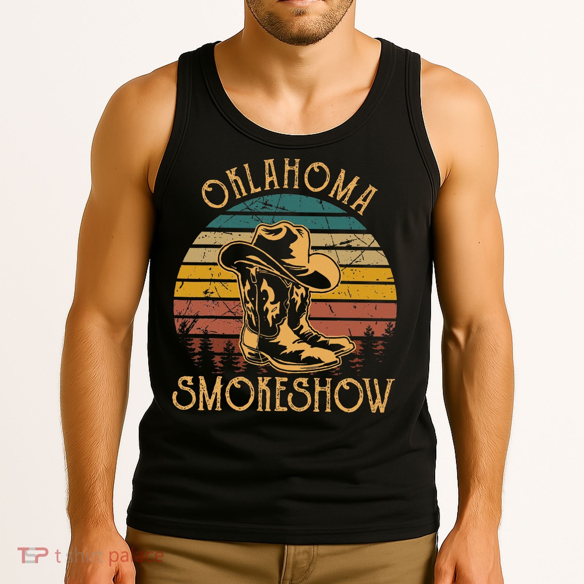 Oklahoma Smokeshow Retro Cow Boots And Hats Tank Top