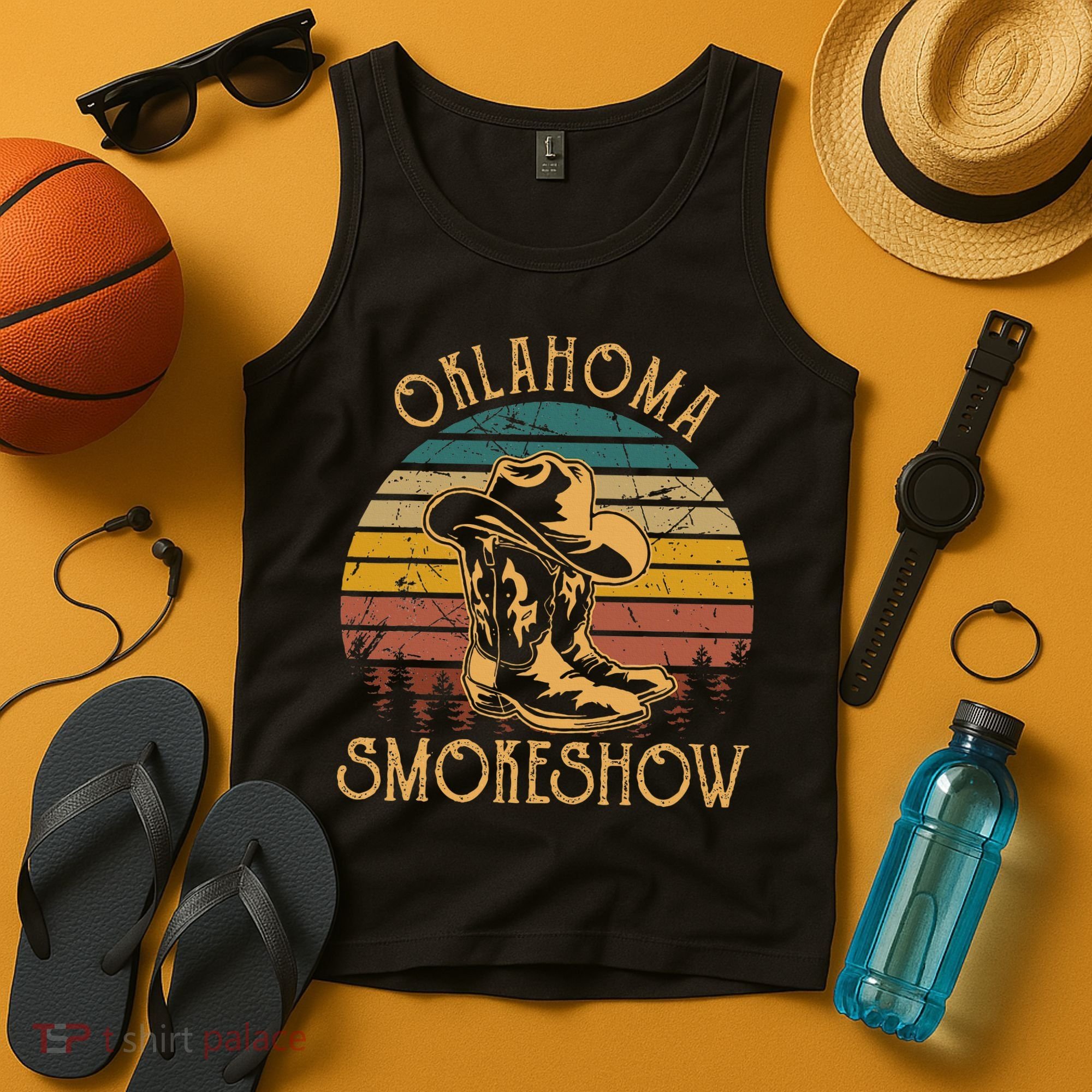 Oklahoma Smokeshow Retro Cow Boots And Hats Tank Top