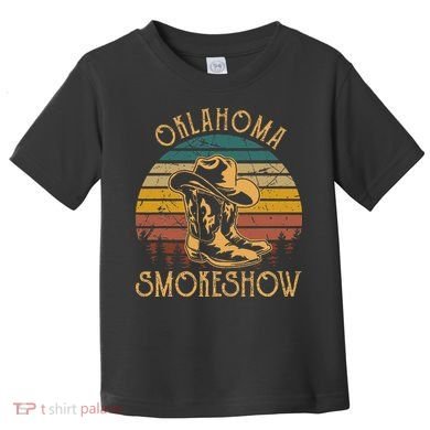 Oklahoma Smokeshow Retro Cow Boots And Hats Toddler T-Shirt