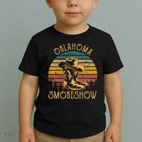 Oklahoma Smokeshow Retro Cow Boots And Hats Toddler T-Shirt thumb 2