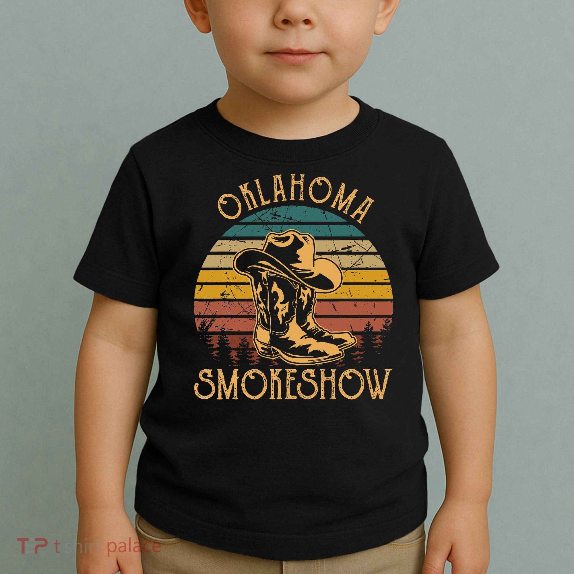 Oklahoma Smokeshow Retro Cow Boots And Hats Toddler T-Shirt
