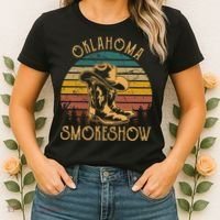 Oklahoma Smokeshow Retro Cow Boots And Hats Women's T-Shirt thumb 2