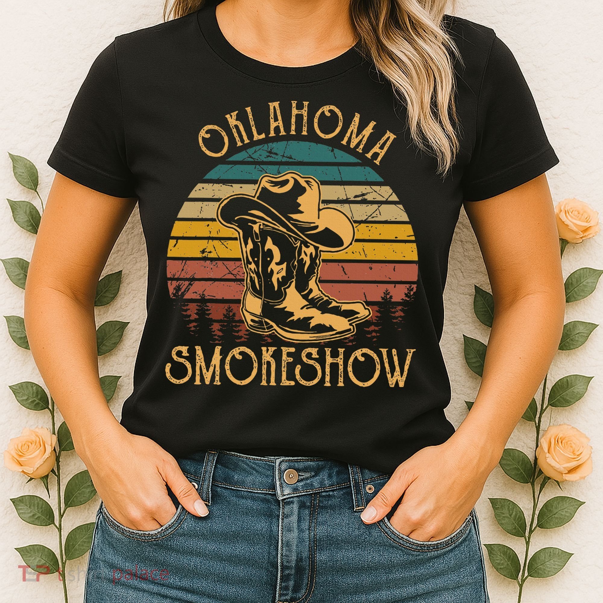 Oklahoma Smokeshow Retro Cow Boots And Hats Women's T-Shirt