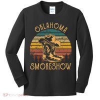Oklahoma Smokeshow Retro Cow Boots And Hats Kids Long Sleeve Shirt thumb 0