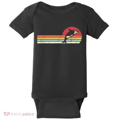 Orca Shirt. Retro Style Killer Whale Baby Bodysuit