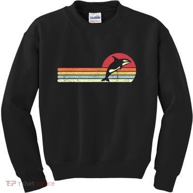 Orca Shirt. Retro Style Killer Whale Kids Sweatshirt