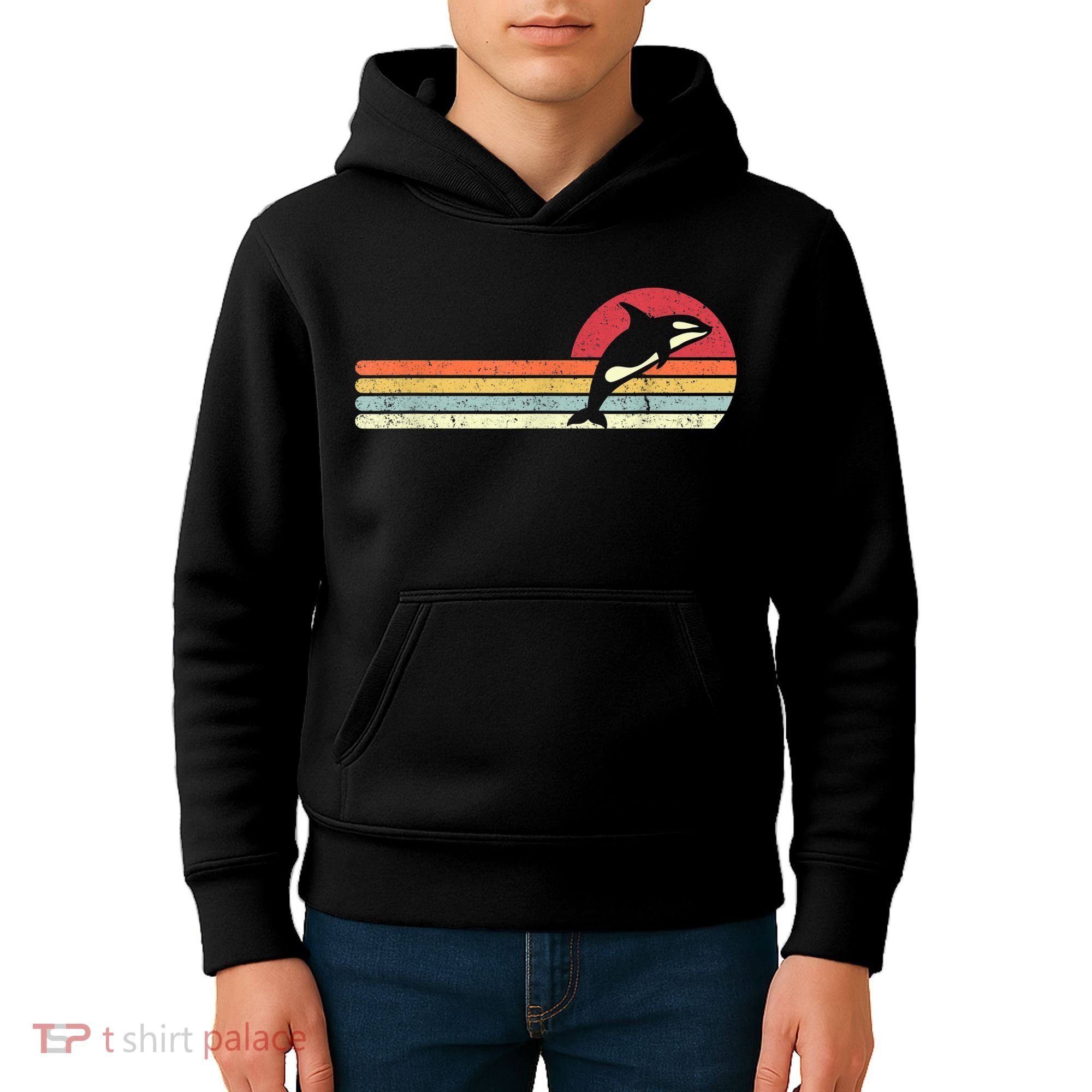 Orca Shirt. Retro Style Killer Whale Kids Hoodie
