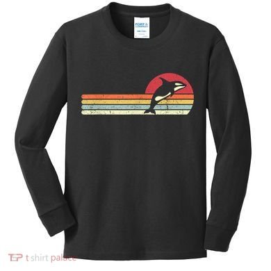 Orca Shirt. Retro Style Killer Whale Kids Long Sleeve Shirt
