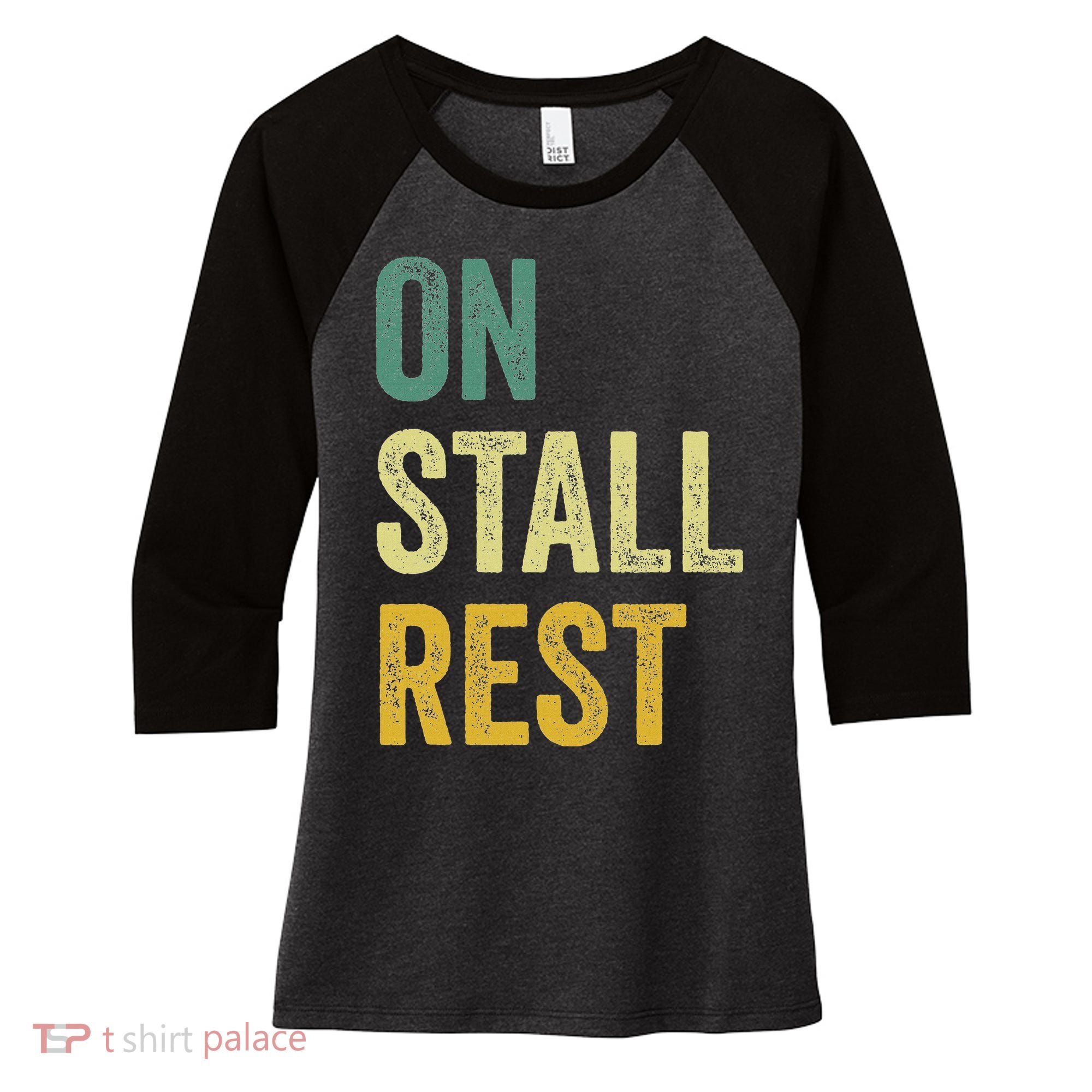 On Stall Rest Horse Women's Tri-Blend 3/4-Sleeve Raglan Shirt