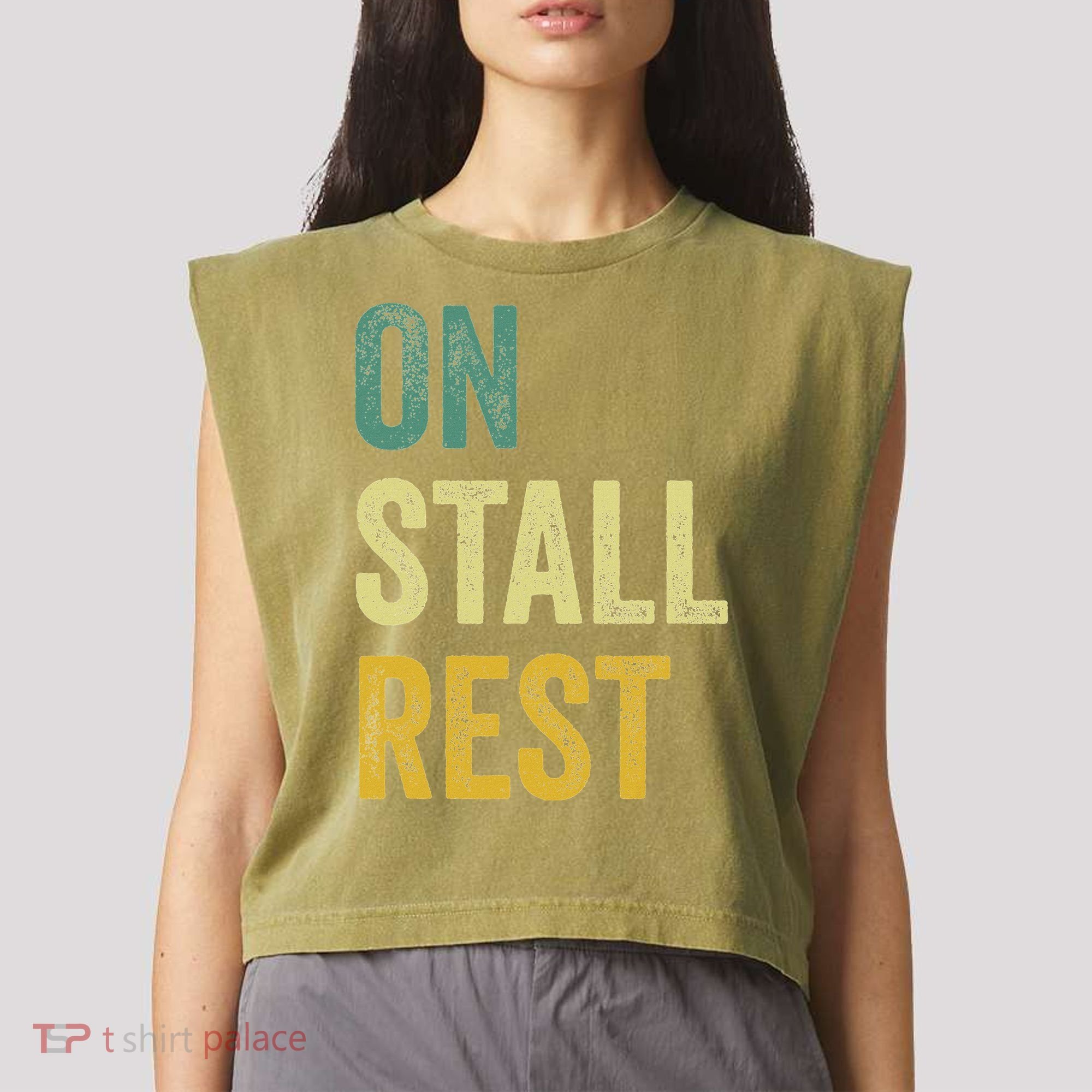 On Stall Rest Horse Garment-Dyed Women's Muscle Tee