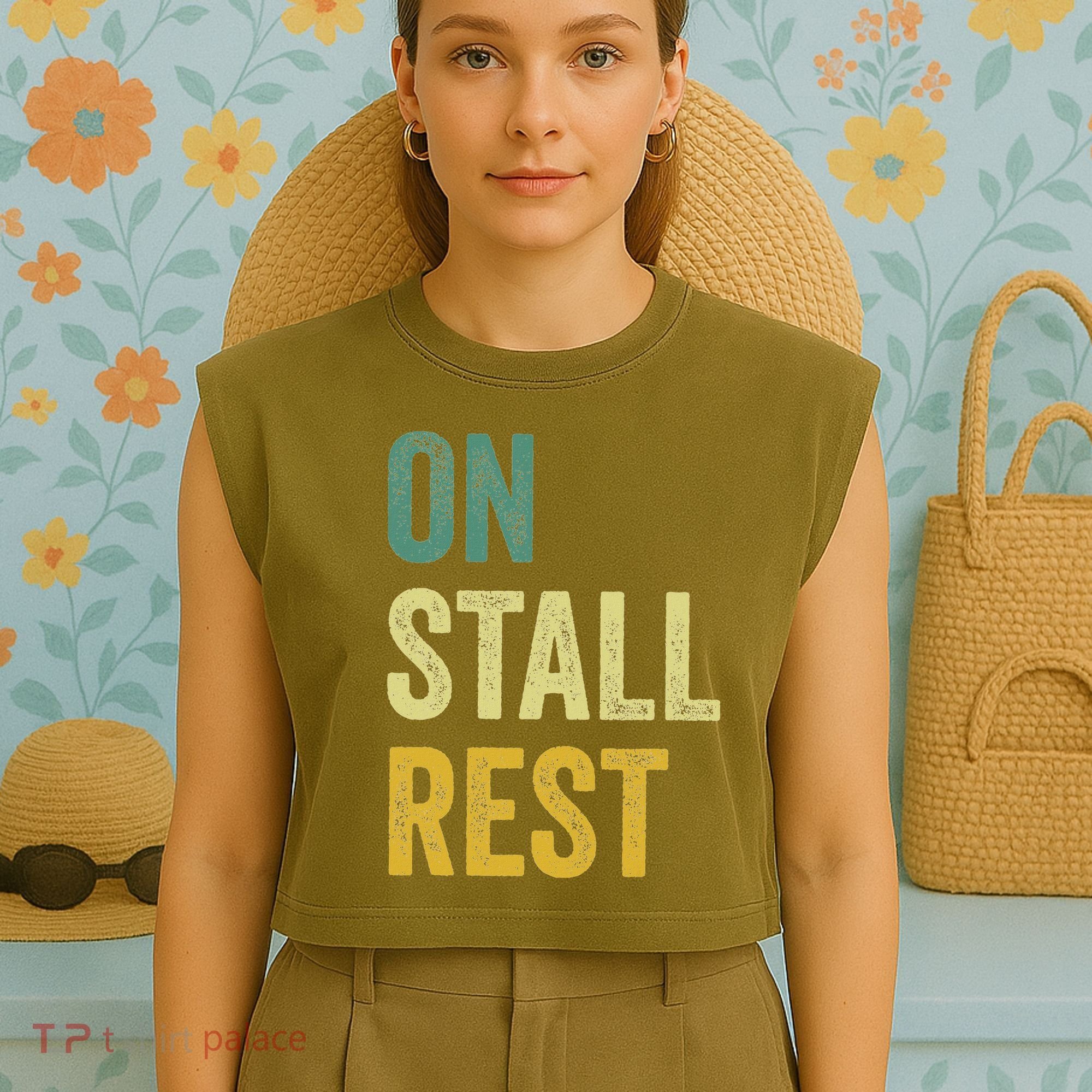 On Stall Rest Horse Garment-Dyed Women's Muscle Tee