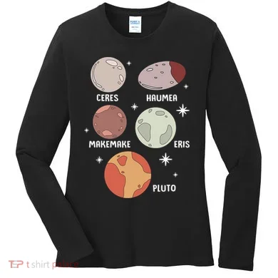 Outer Space Solar System Dwarf Planet For Kids Women's Long Sleeve Shirt