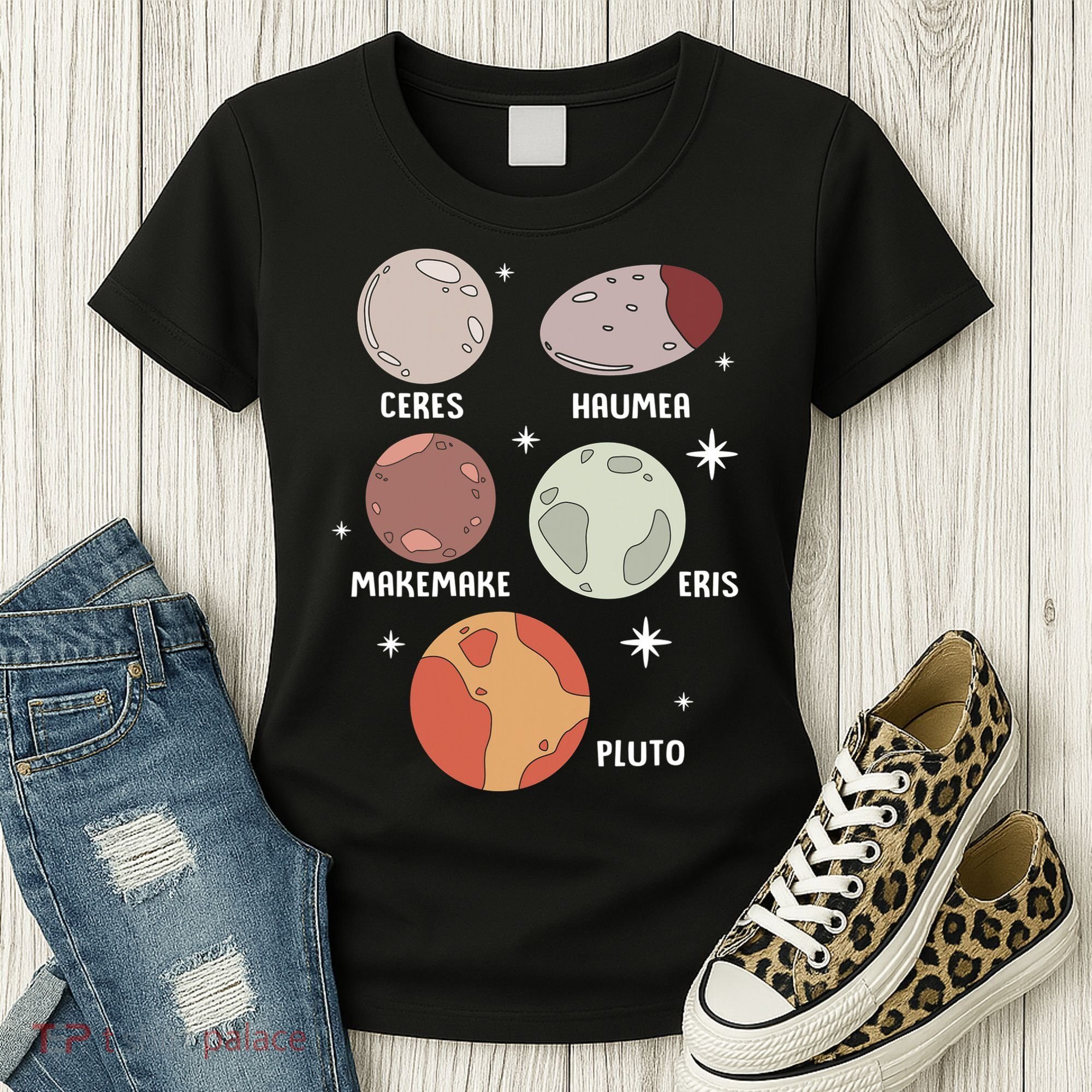 Outer Space Solar System Dwarf Planet For Kids Women's T-Shirt