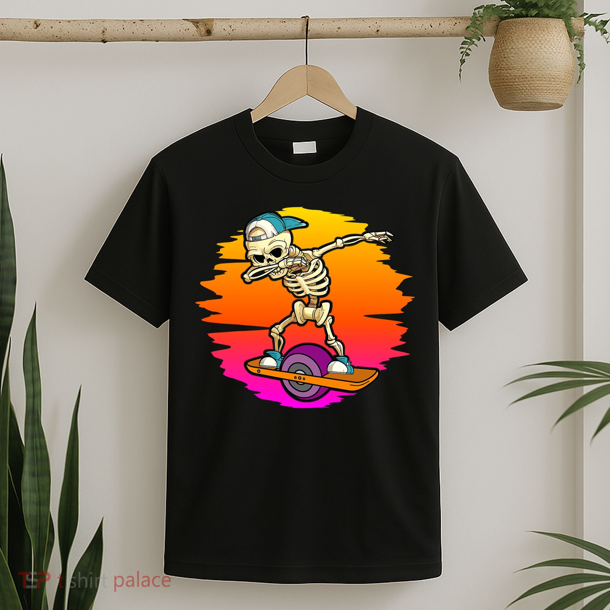 onewheel Skeleton Skateboard Dabbing Skate Skeleton float T-Shirt