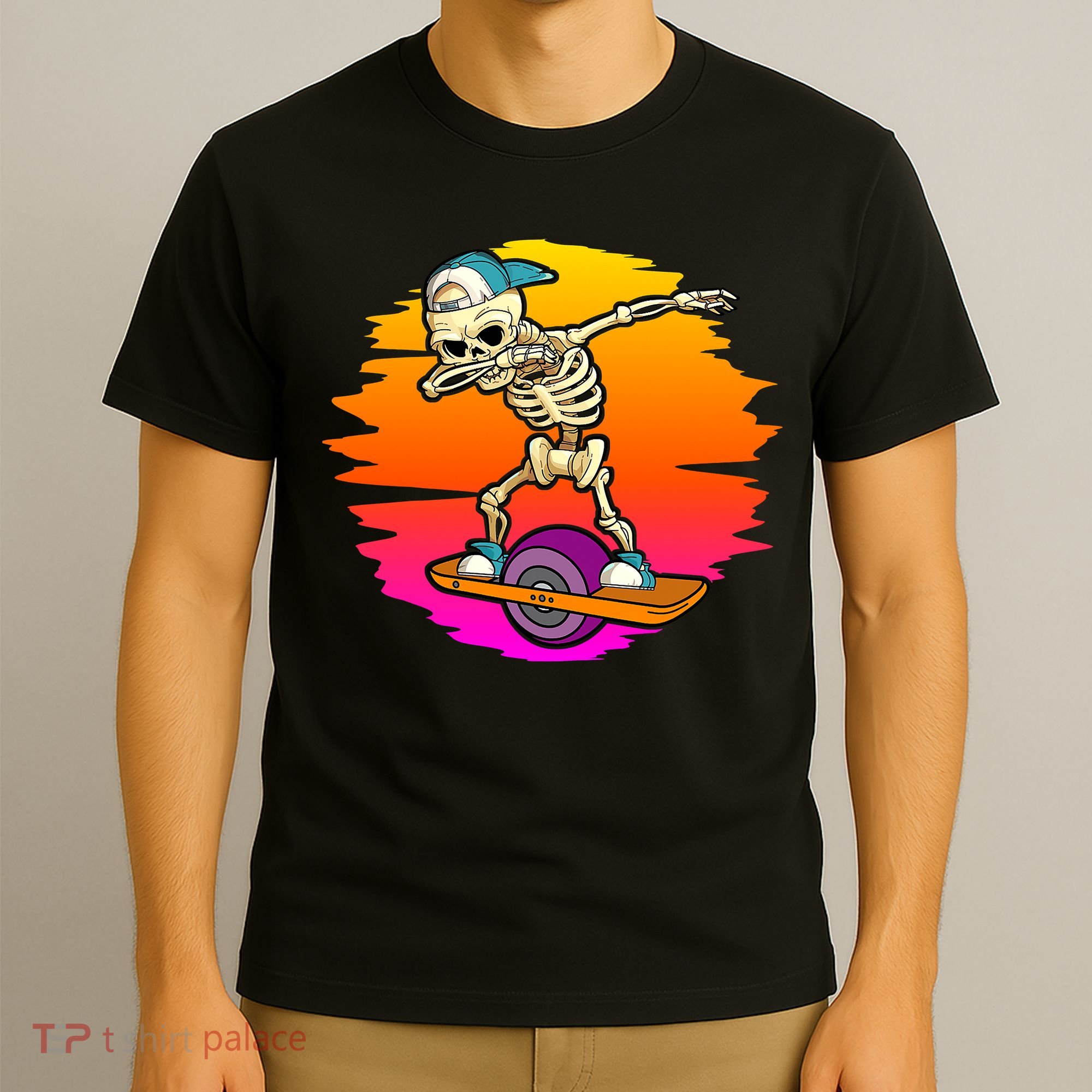 onewheel Skeleton Skateboard Dabbing Skate Skeleton float T-Shirt