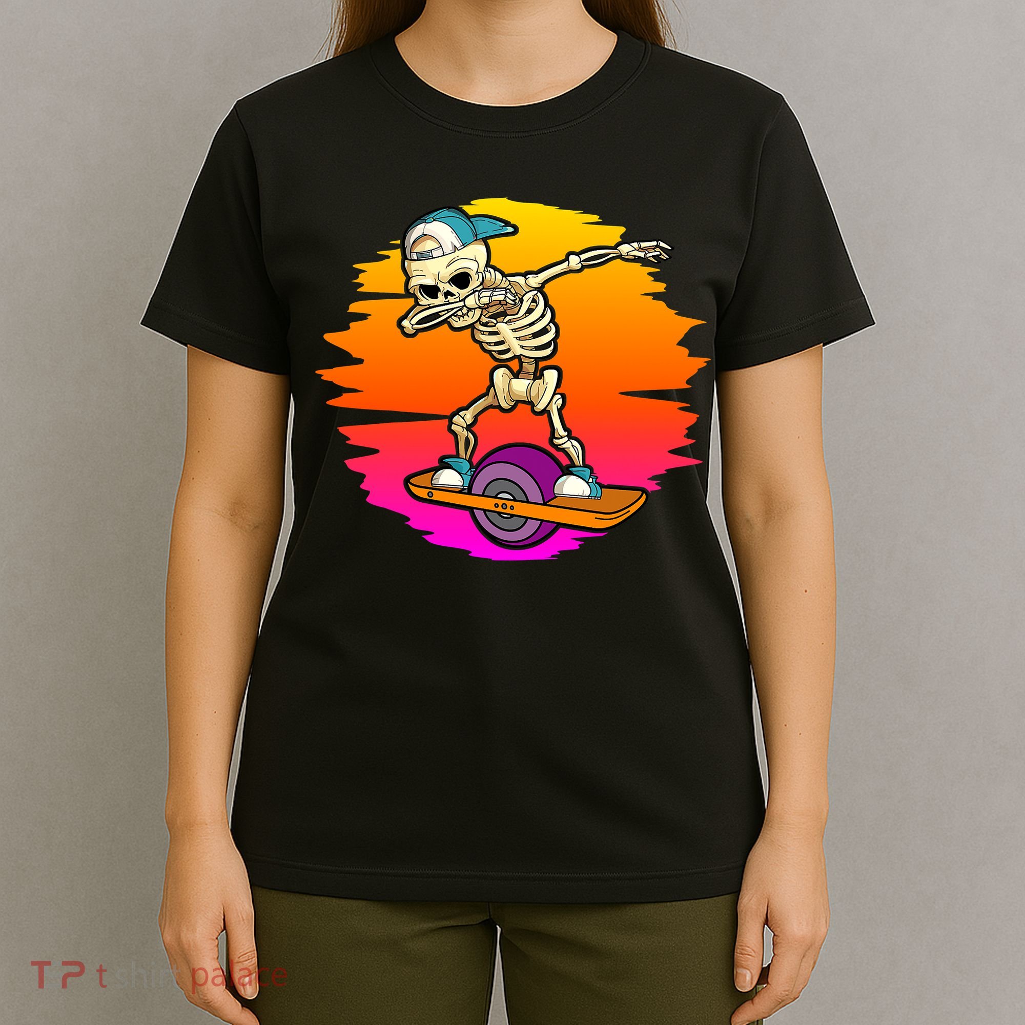 onewheel Skeleton Skateboard Dabbing Skate Skeleton float T-Shirt