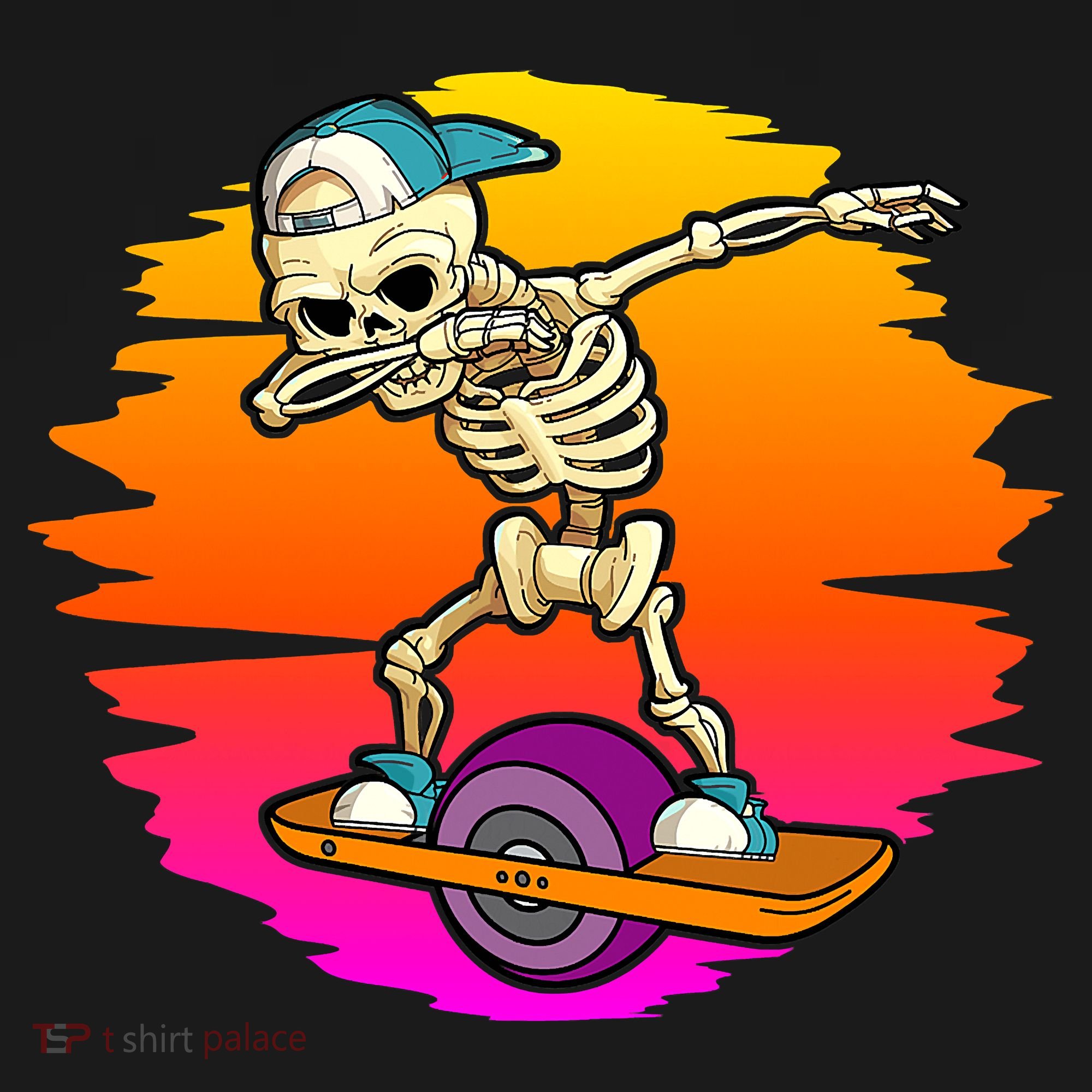 onewheel Skeleton Skateboard Dabbing Skate Skeleton float T-Shirt