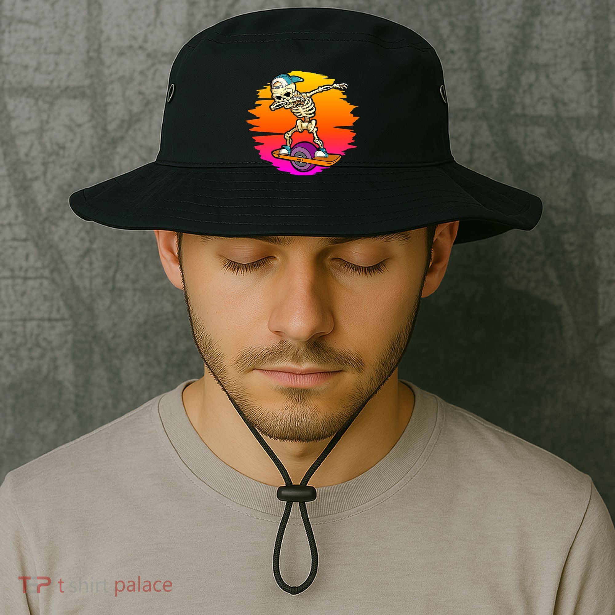 onewheel Skeleton Skateboard Dabbing Skate Skeleton float Bucket Hat