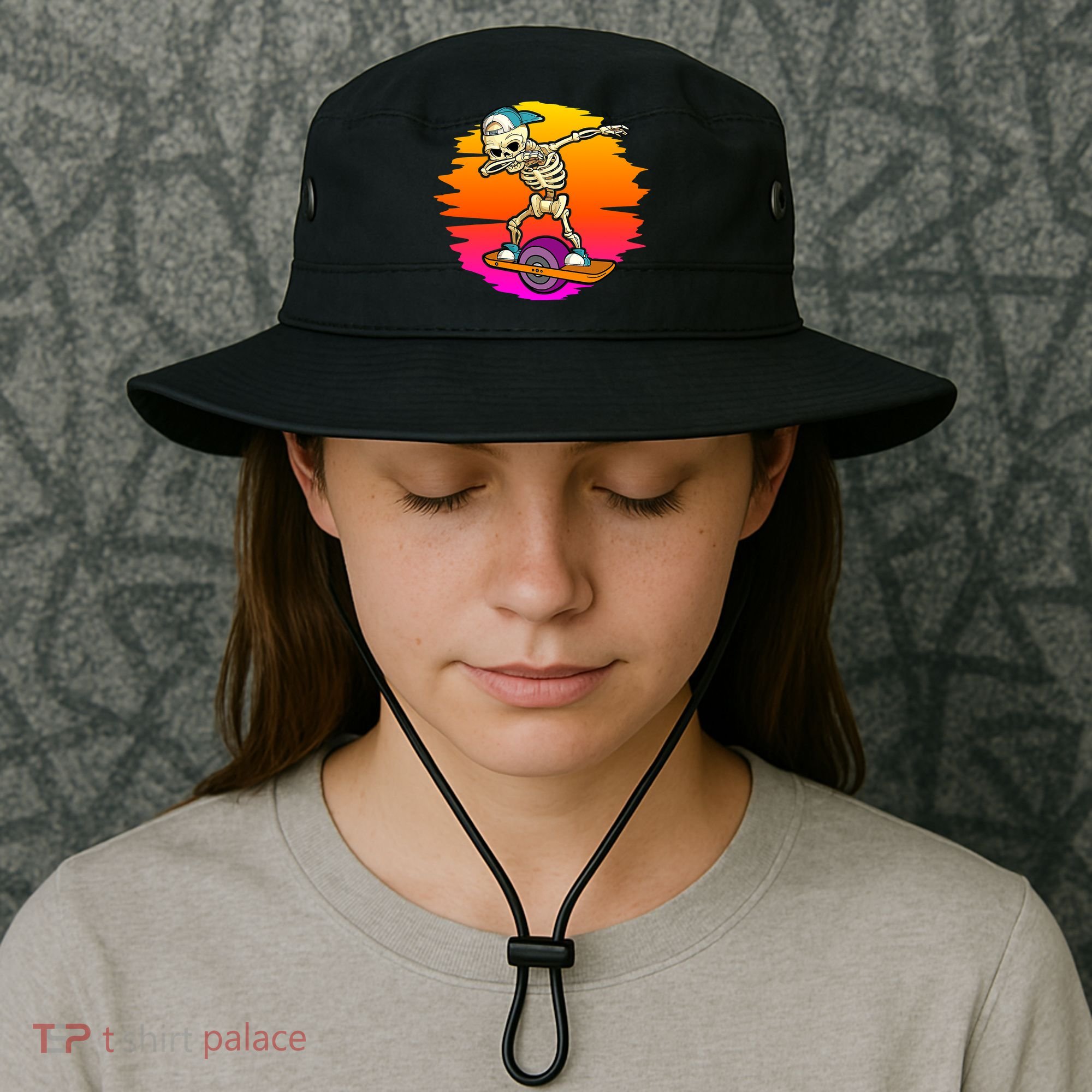 onewheel Skeleton Skateboard Dabbing Skate Skeleton float Bucket Hat