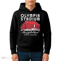 Olympia Stadium The Old Red Burn Detroit Michigan Kids Hoodie thumb 4