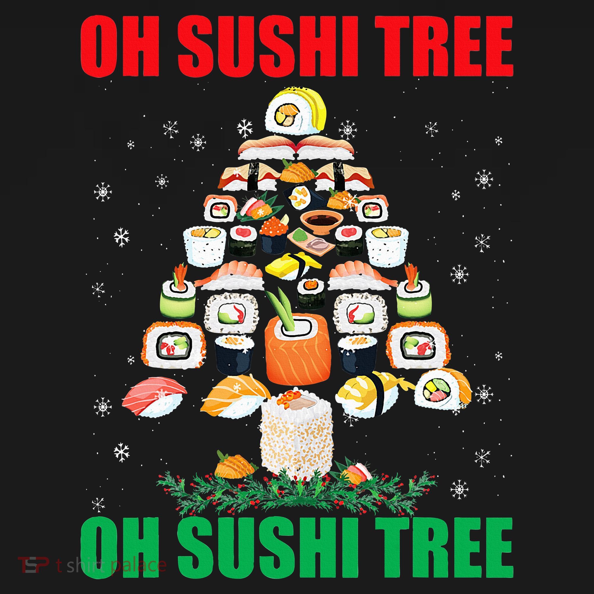 Oh Sushi Tree Funny Japanese Food Christmas Gift Long Sleeve Shirt