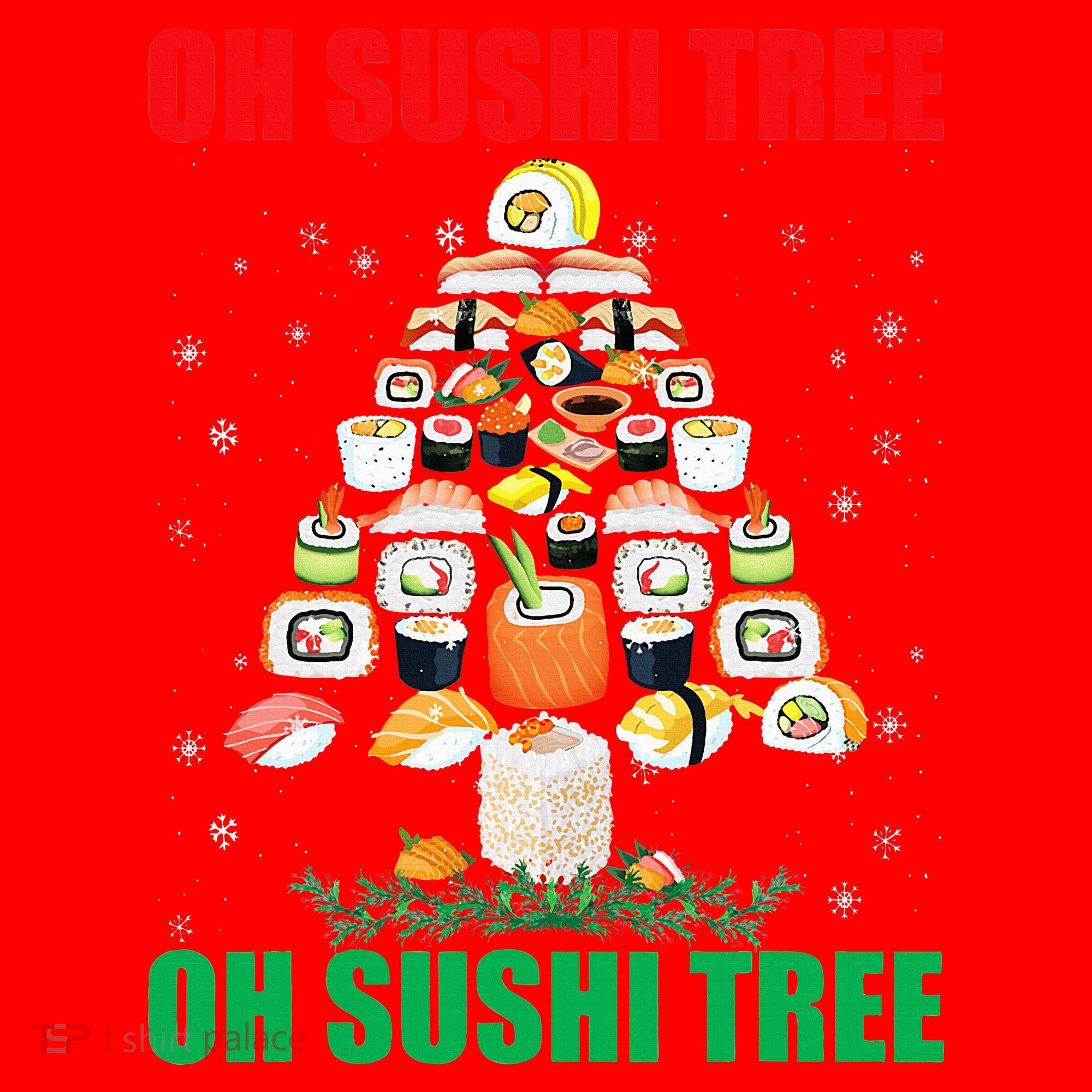Oh Sushi Tree Funny Japanese Food Christmas Gift Santa Hat
