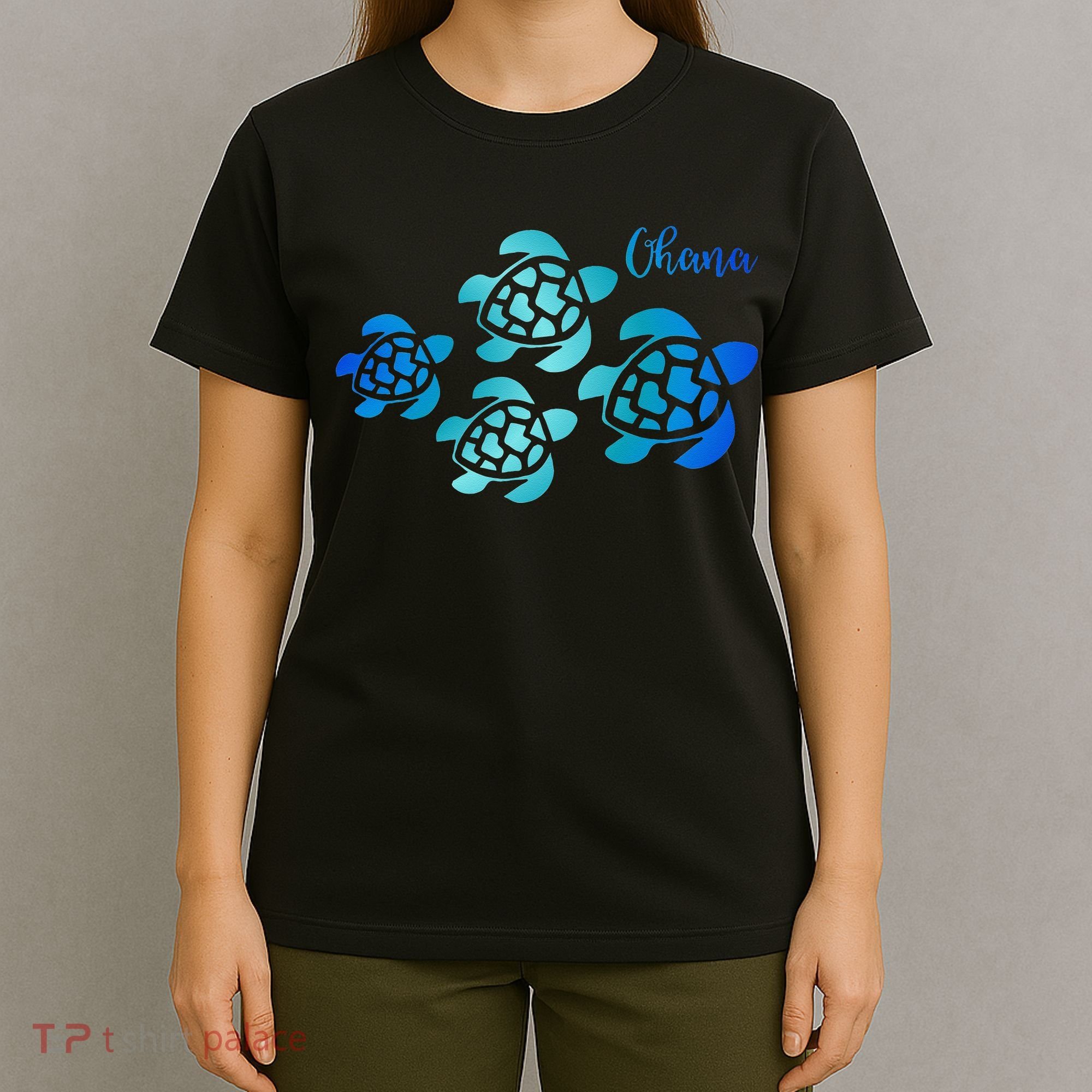 Ohana Sea Turtle Family Hawaii Vacation Tropical Hawaiian T-Shirt