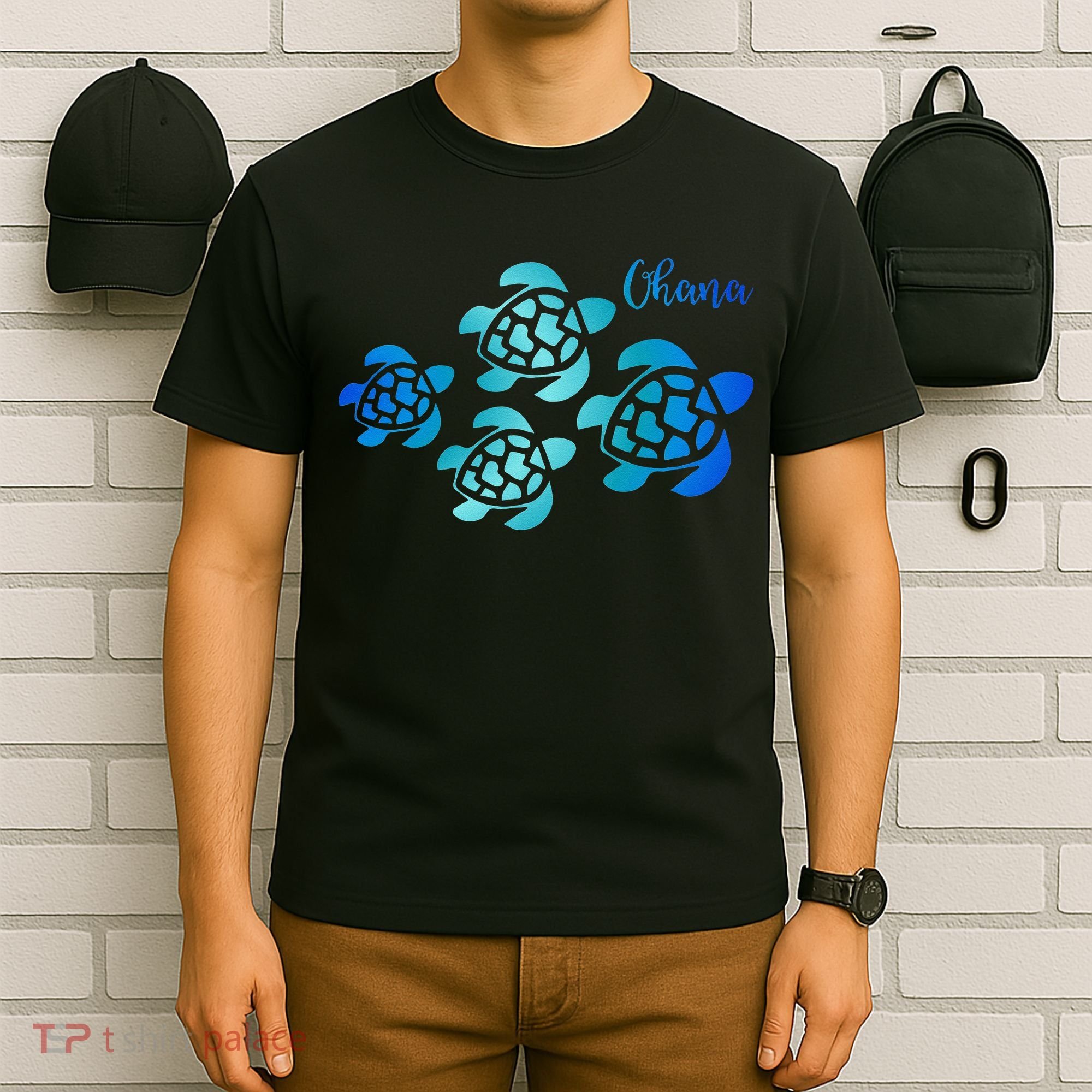 Ohana Sea Turtle Family Hawaii Vacation Tropical Hawaiian T-Shirt