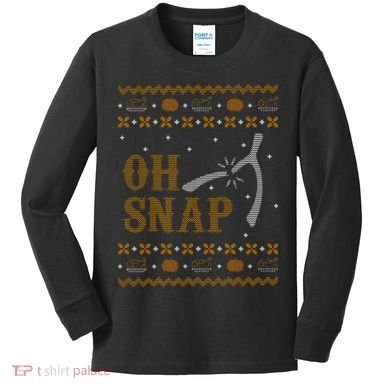 Oh Snap Turkey Wish Bone Ugly Sweater Thanksgiving Kids Long Sleeve Shirt