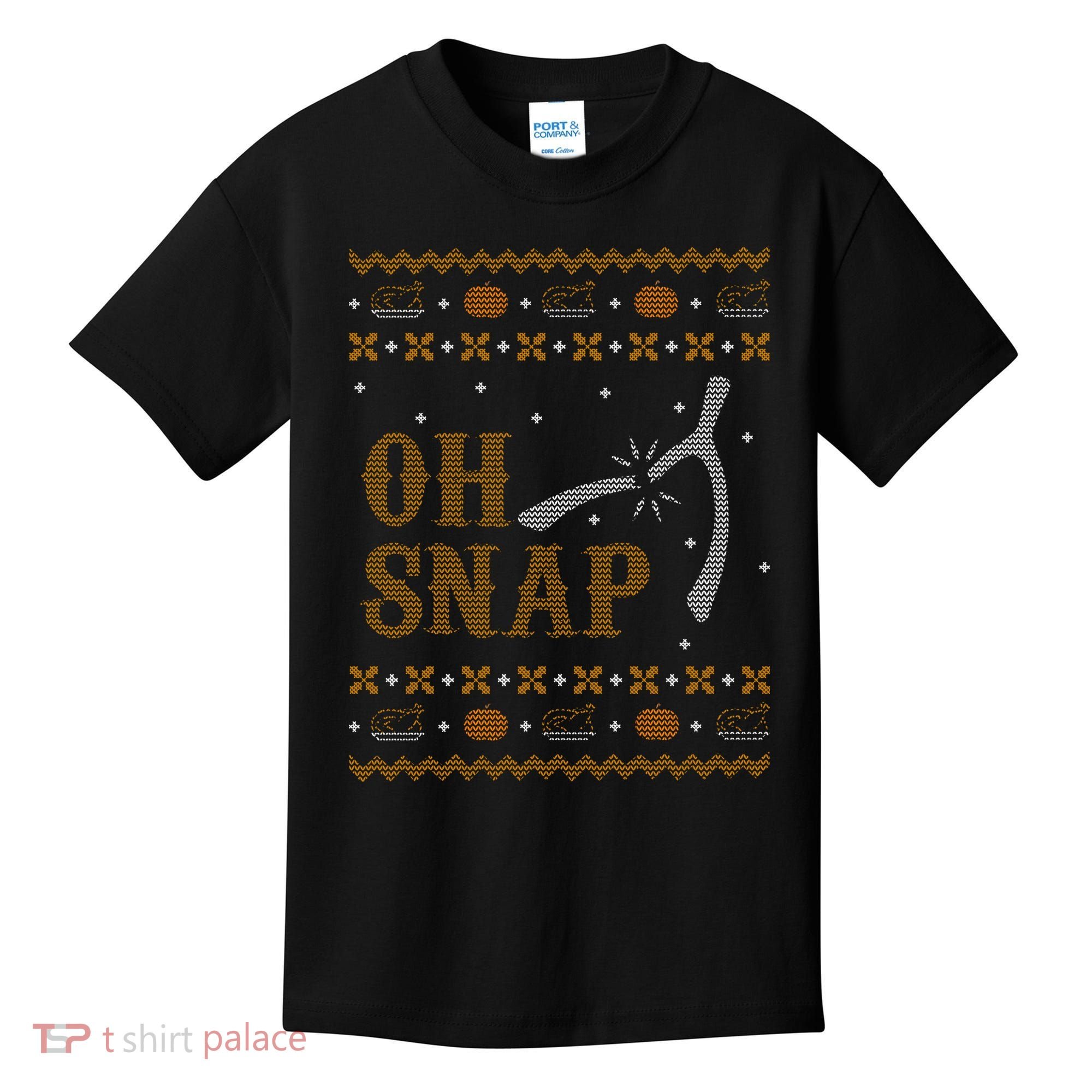 Oh Snap Turkey Wish Bone Ugly Sweater Thanksgiving Kids T-Shirt