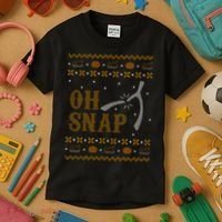 Oh Snap Turkey Wish Bone Ugly Sweater Thanksgiving Kids T-Shirt thumb 3