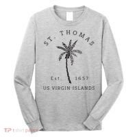 Original St. Thomas Virgin Islands Palm Tree Novelty Art Long Sleeve Shirt thumb 0