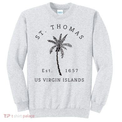 Original St. Thomas Virgin Islands Palm Tree Novelty Art Sweatshirt