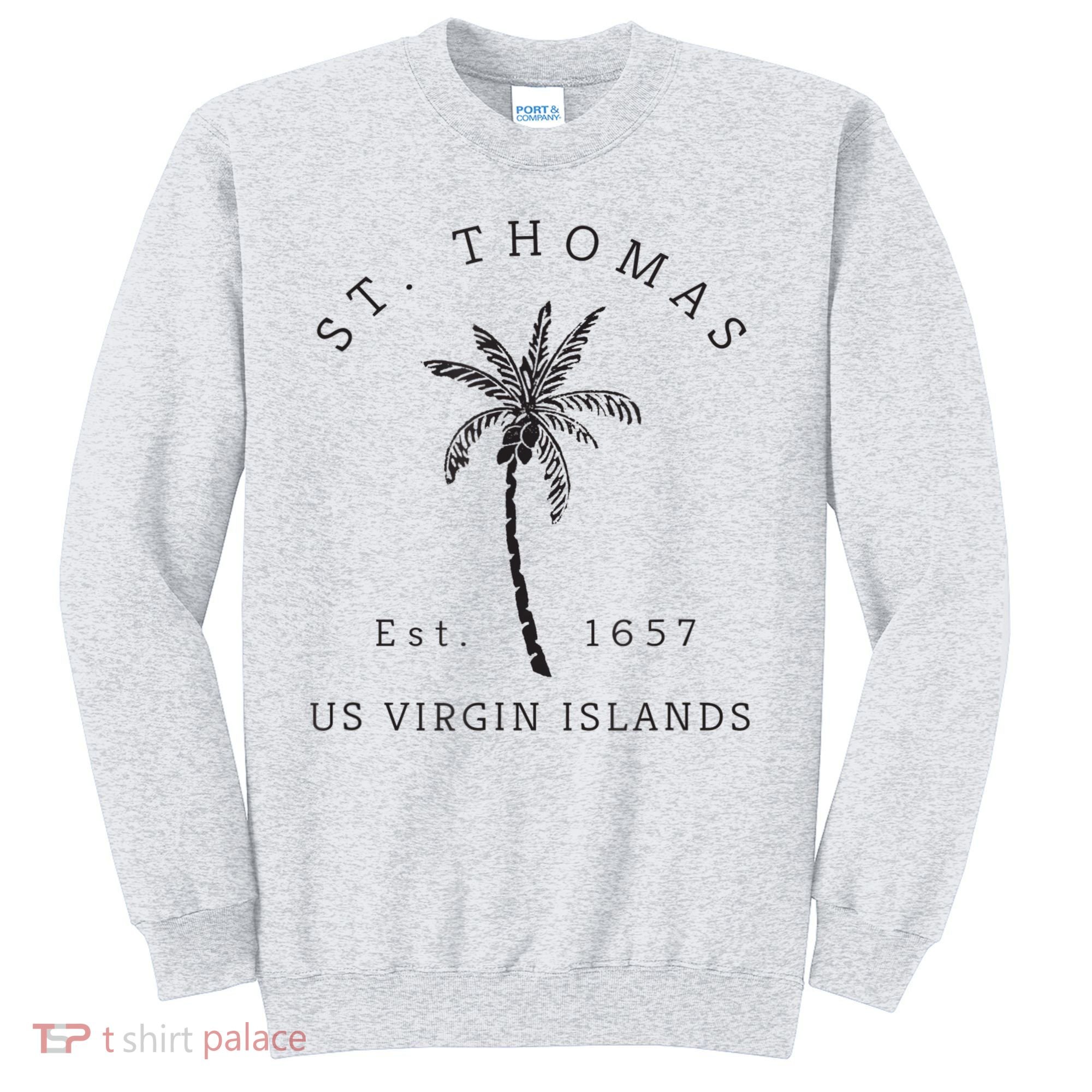 Original St. Thomas Virgin Islands Palm Tree Novelty Art Sweatshirt