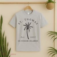Original St. Thomas Virgin Islands Palm Tree Novelty Art T-Shirt thumb 2