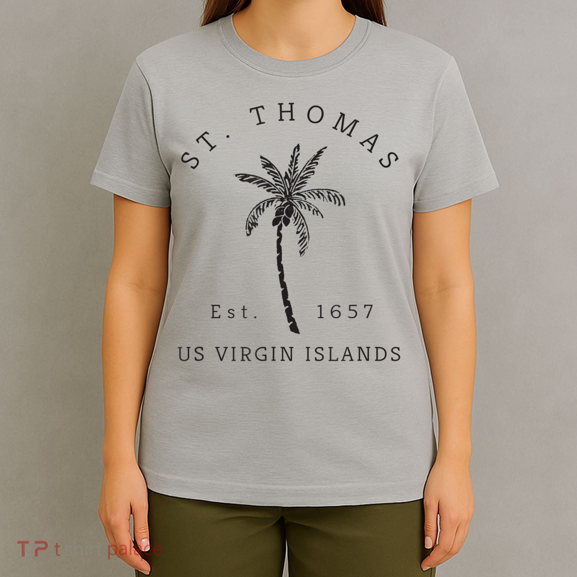 Original St. Thomas Virgin Islands Palm Tree Novelty Art T-Shirt