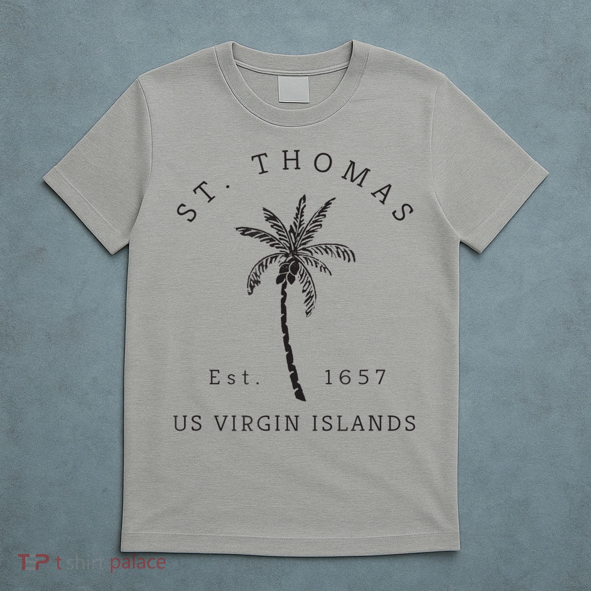 Original St. Thomas Virgin Islands Palm Tree Novelty Art T-Shirt