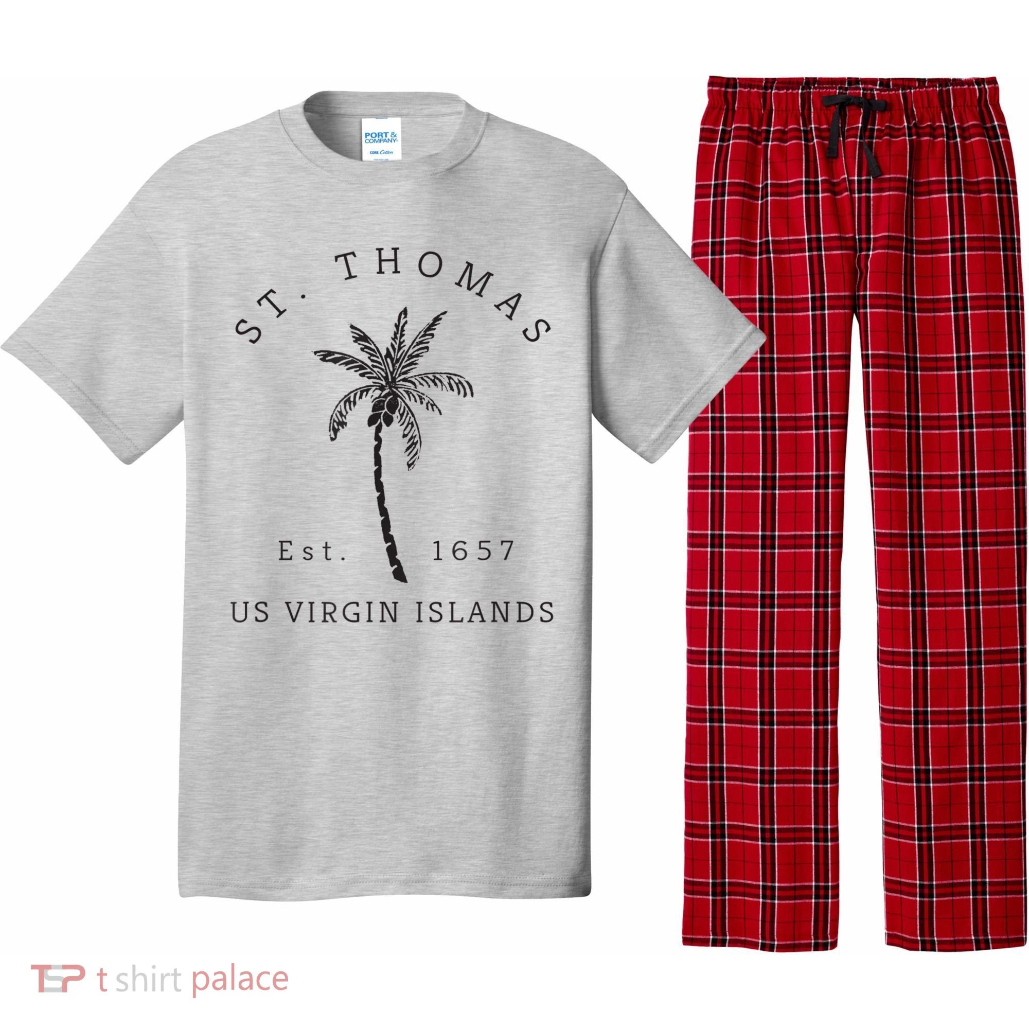 Original St. Thomas Virgin Islands Palm Tree Novelty Art Pajama Set