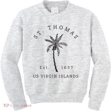 Original St. Thomas Virgin Islands Palm Tree Novelty Art Kids Sweatshirt