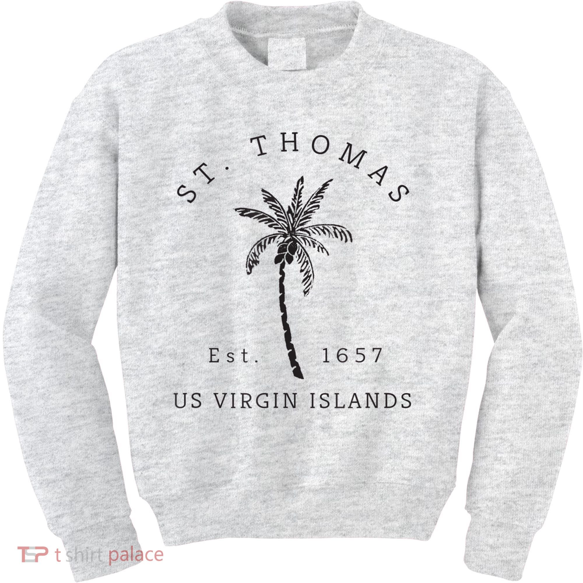 Original St. Thomas Virgin Islands Palm Tree Novelty Art Kids Sweatshirt