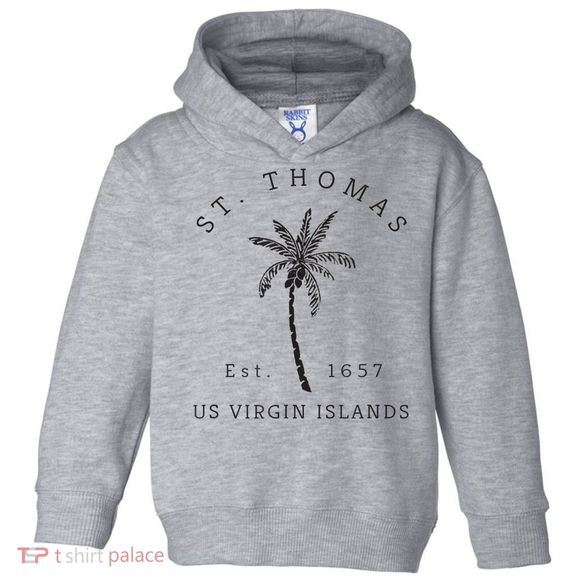 Original St. Thomas Virgin Islands Palm Tree Novelty Art Toddler Hoodie