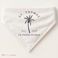 Original St. Thomas Virgin Islands Palm Tree Novelty Art USA-Made Doggie Bandana thumb 0