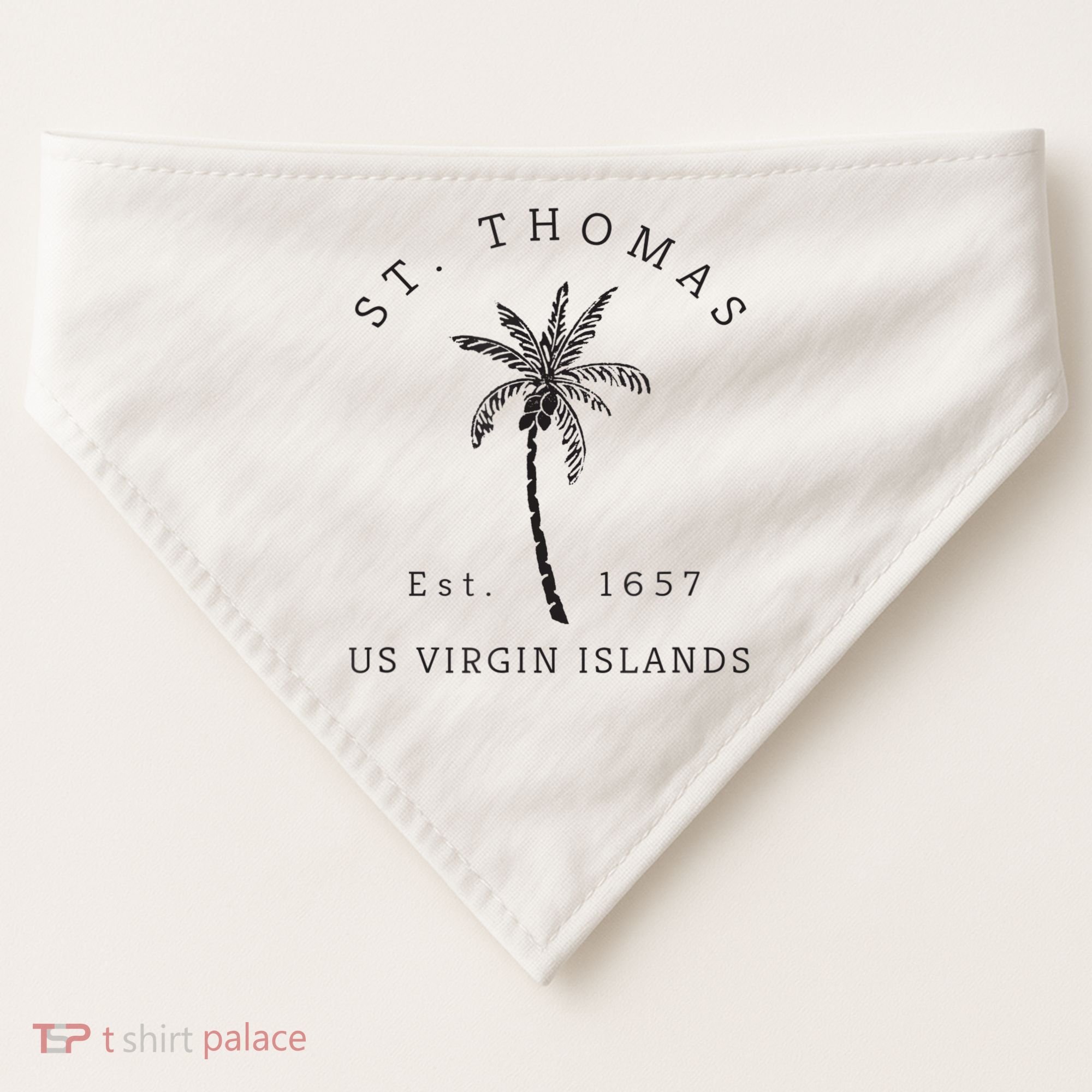 Original St. Thomas Virgin Islands Palm Tree Novelty Art USA-Made Doggie Bandana