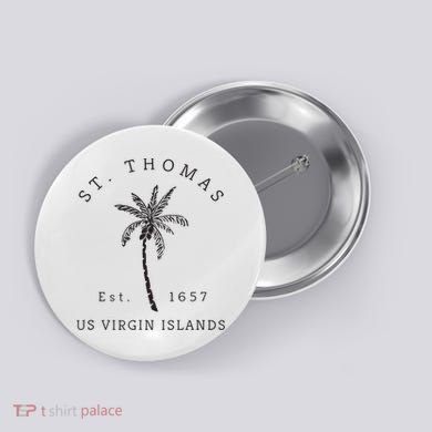 Original St. Thomas Virgin Islands Palm Tree Novelty Art Button