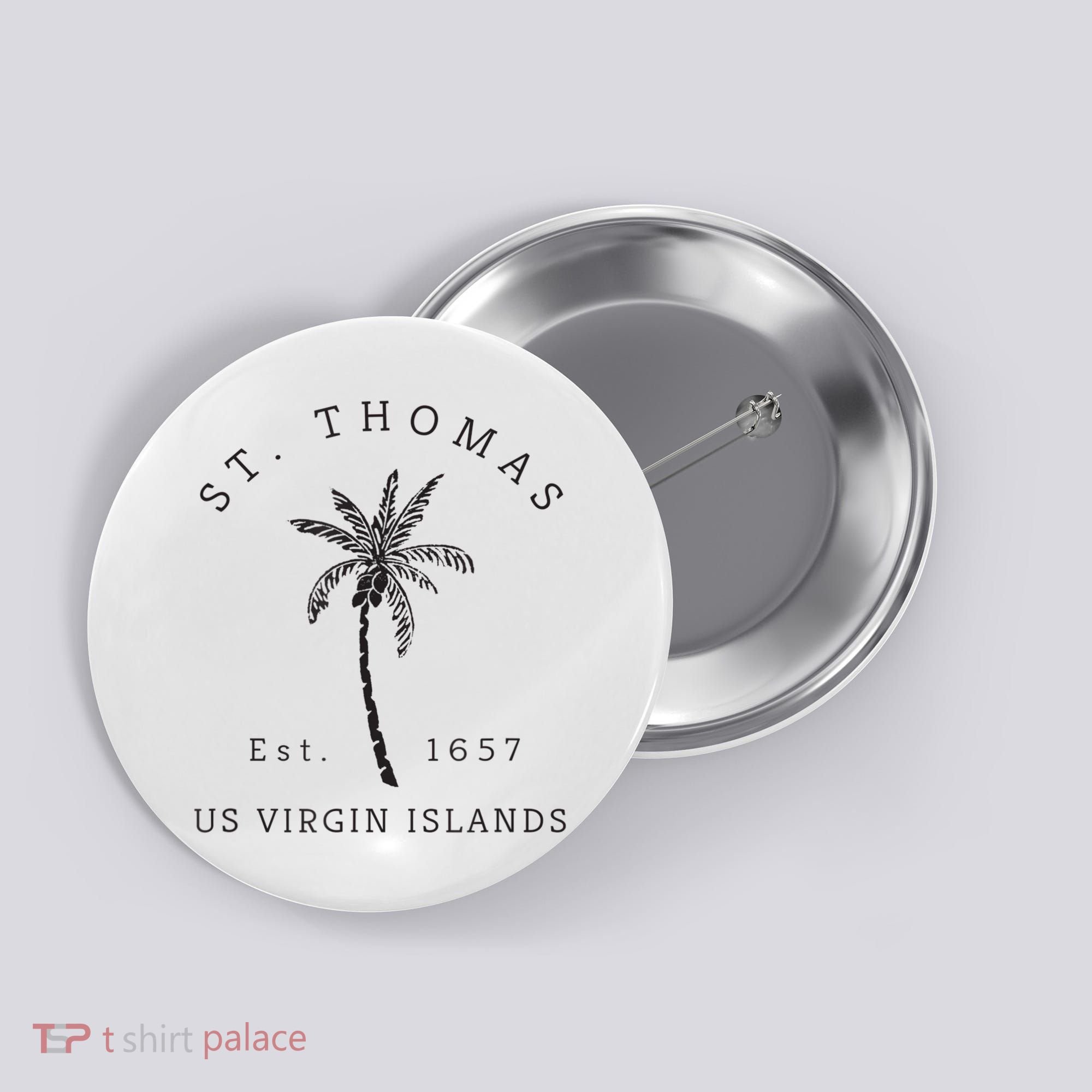 Original St. Thomas Virgin Islands Palm Tree Novelty Art Button