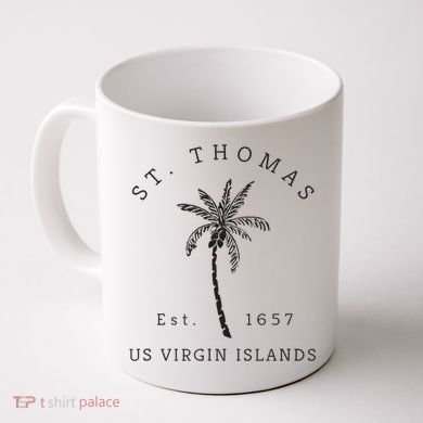 Original St. Thomas Virgin Islands Palm Tree Novelty Art Coffee Mug