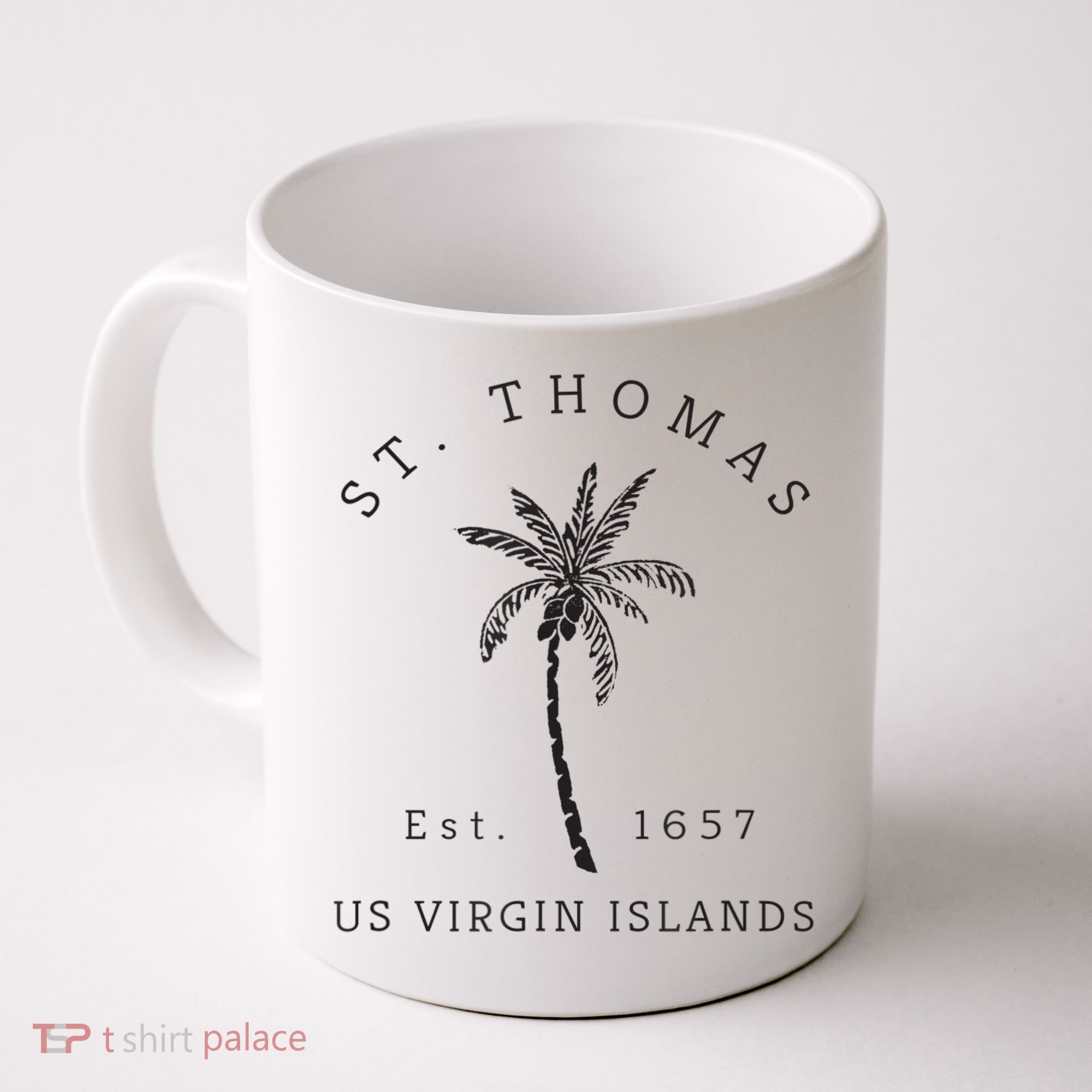 Original St. Thomas Virgin Islands Palm Tree Novelty Art Coffee Mug