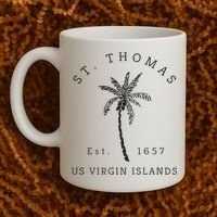 Original St. Thomas Virgin Islands Palm Tree Novelty Art Coffee Mug thumb 2