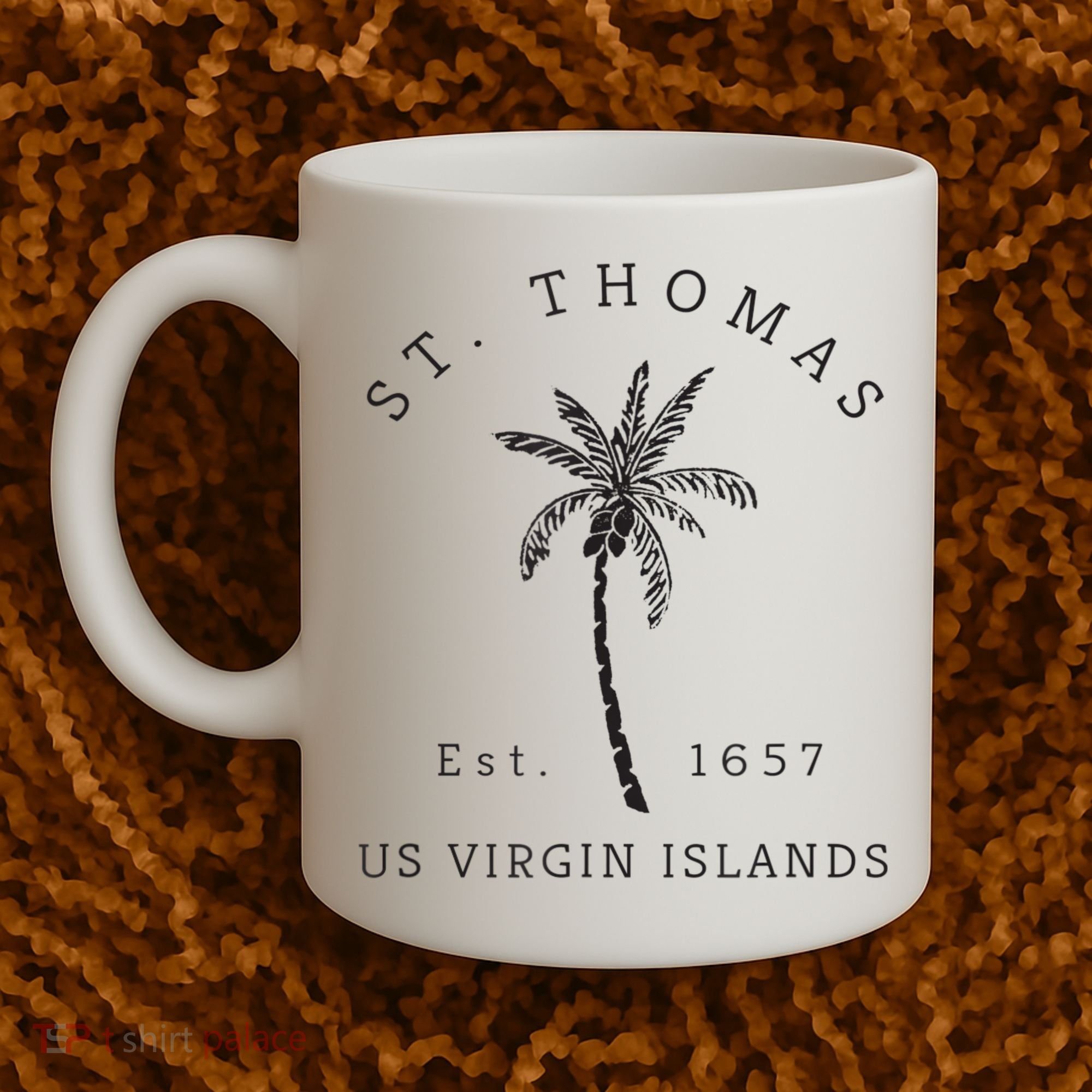 Original St. Thomas Virgin Islands Palm Tree Novelty Art Coffee Mug