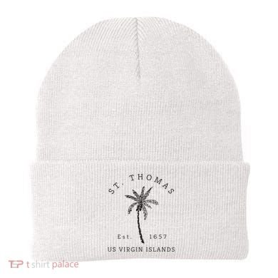Original St. Thomas Virgin Islands Palm Tree Novelty Art Beanie